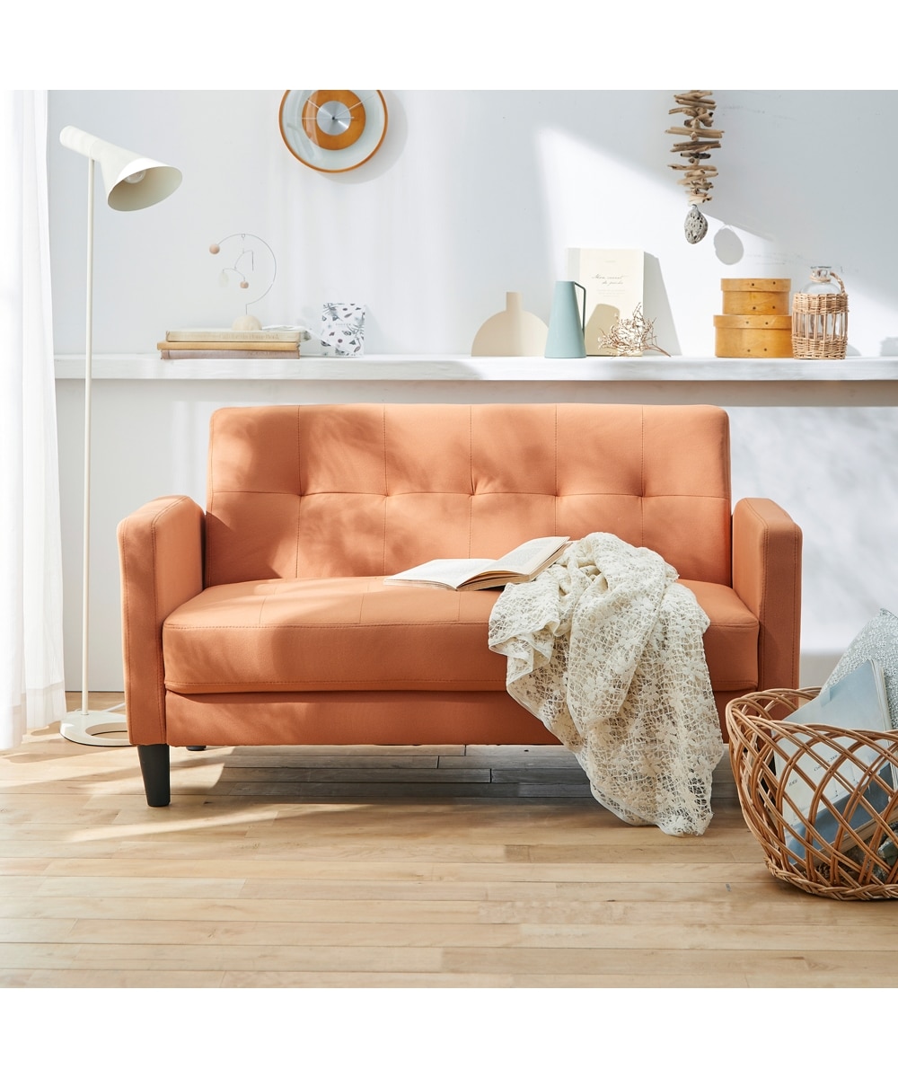 2人掛け]コンパクトソファ｜選べる8色 ファブリックレザー 通販