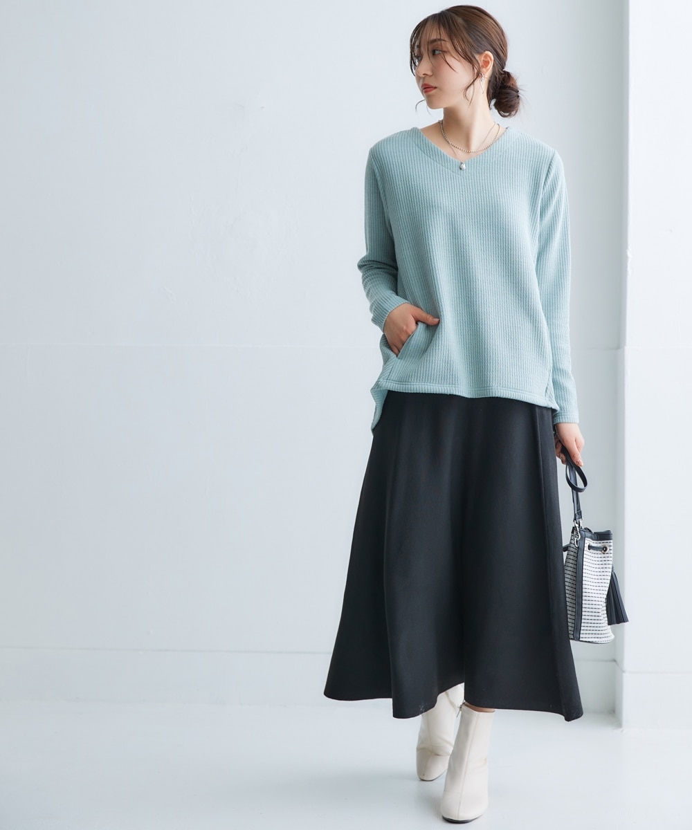 ふんわりモチモチ素材】ミディー丈ニットフレアスカート 通販【ニッセン】