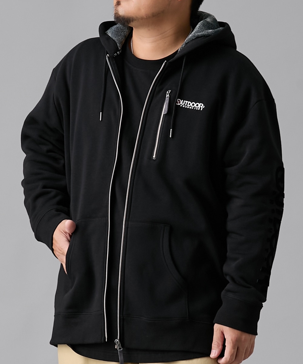 裏起毛フルジップパーカー アウトドアプロダクツ 【大きいサイズ