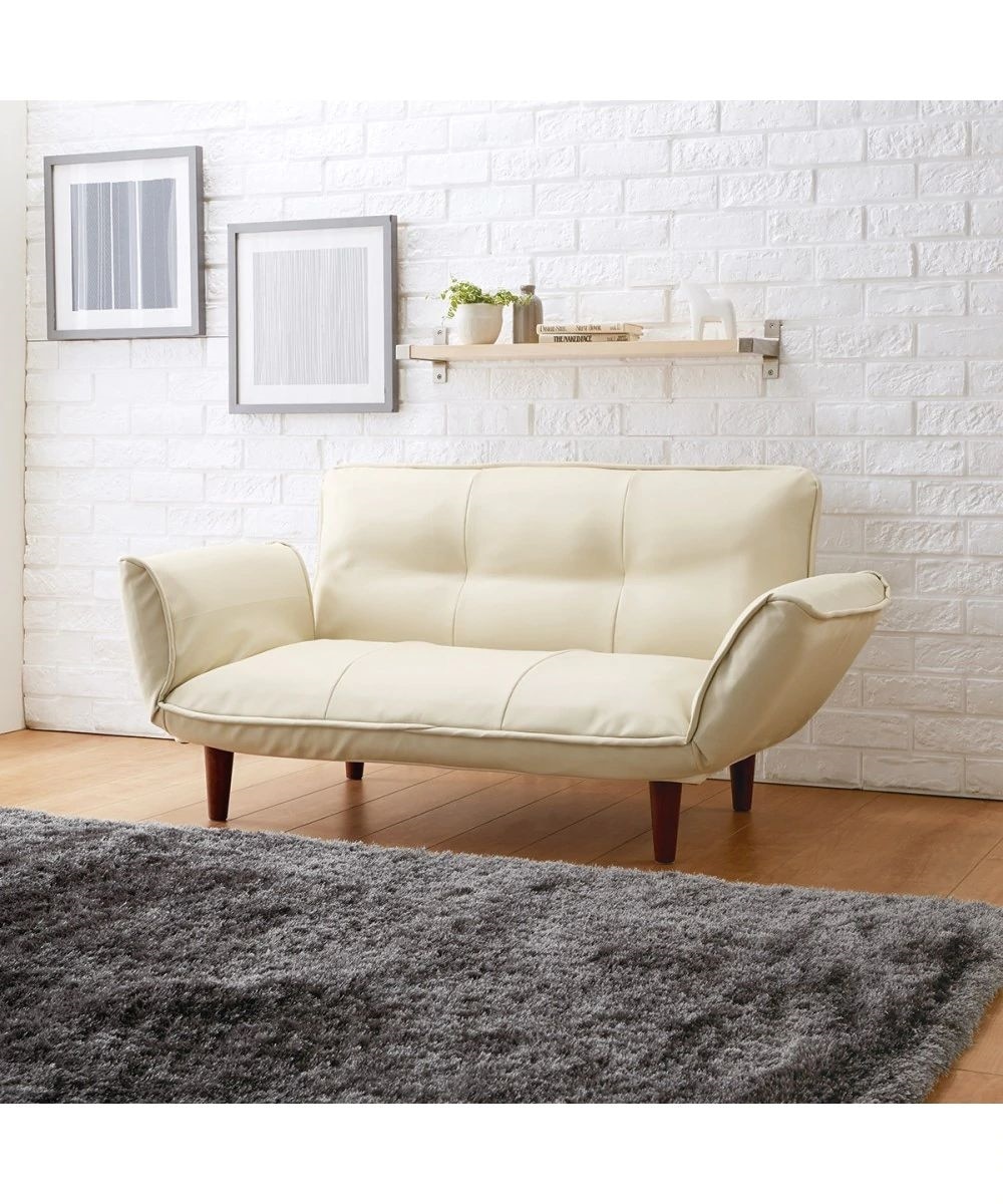 2人掛け]カウチソファ｜14段階リクライニング ポケットコイル 合皮