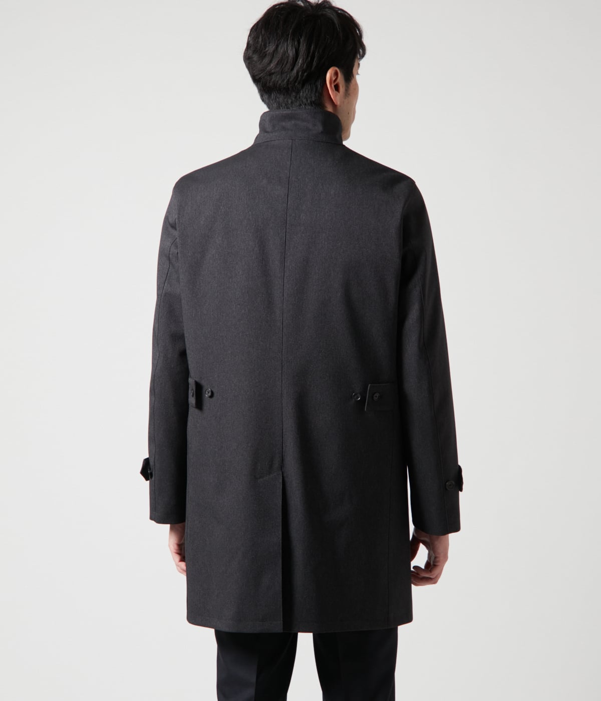 撥水・防風】メランジカルゼ ラミネート ビズスタンドカラーコート