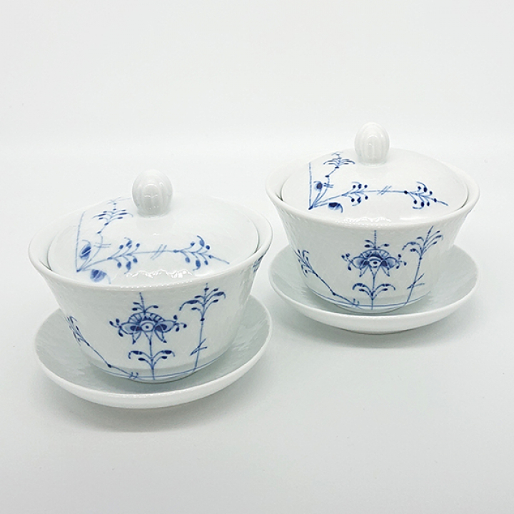 ロイヤルコペンハーゲン ブルーパルメッテ カップ&ソーサー 蓋付 ペア