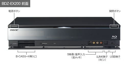 BDZ-EX200 各部名称・端子図 | ブルーレイディスクレコーダー | ソニー