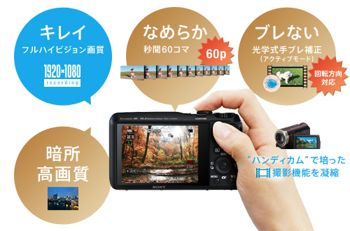 DSC-HX30V 特長 : フルハイビジョン動画撮影 | デジタルスチルカメラ