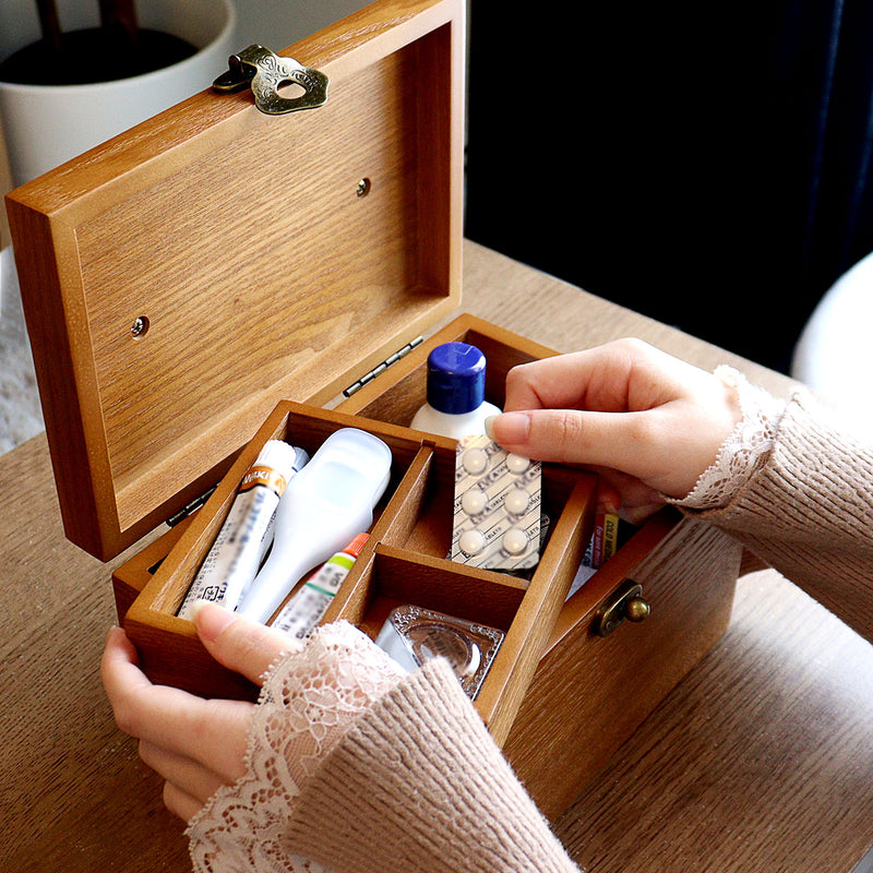 救急箱 薬箱 木製 おしゃれ ボックス 収納 大容量 多目的