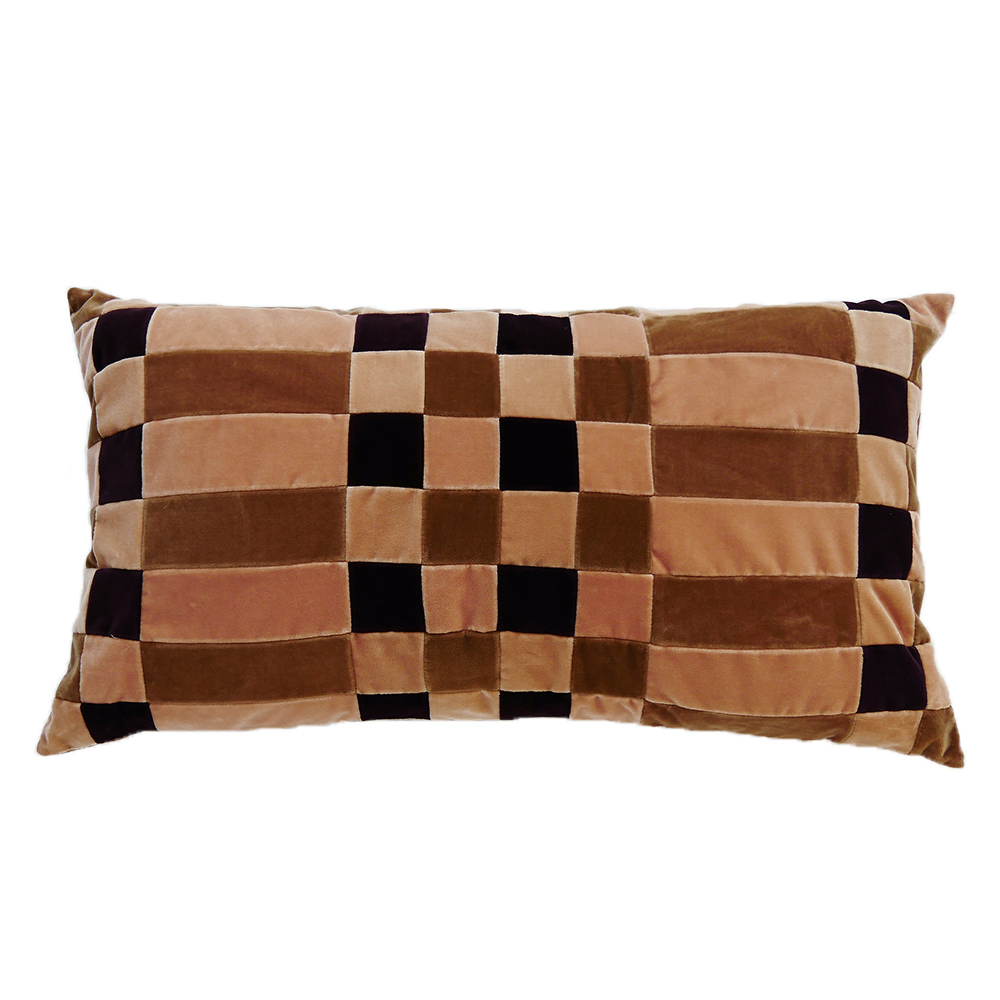 ベルベットクッション ネリー 40×60cm / キャメル×オーバジーン 【在庫