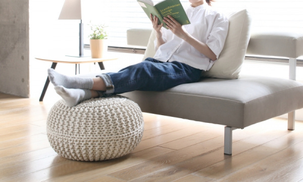 ニットプフL 50cm クッション オットマン / ナチュラルJasleen