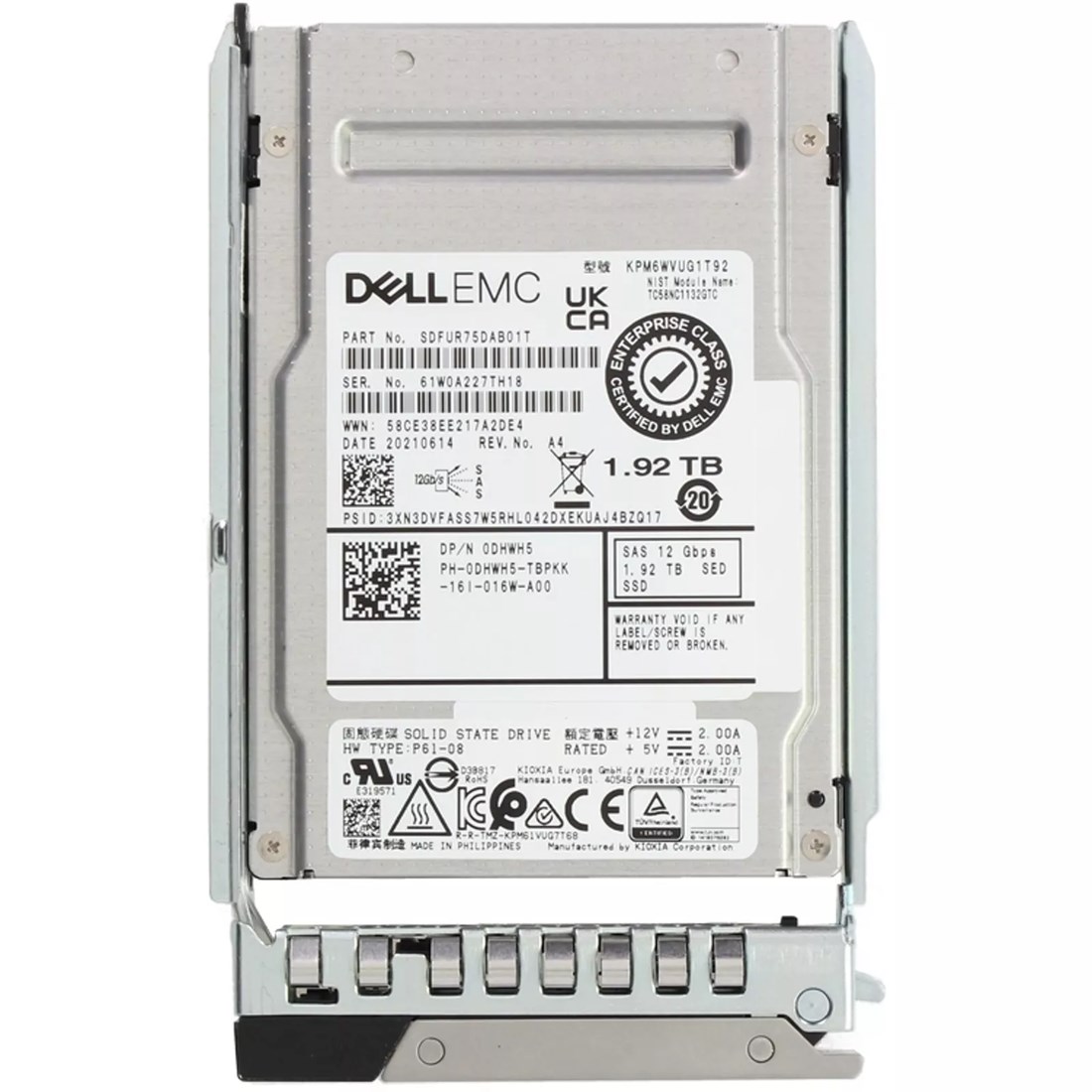 Dell DHWH5 1.92TB SED Mixed Use 3DWPD SAS-12Gbps 2.5Inch Hot Plug SSD