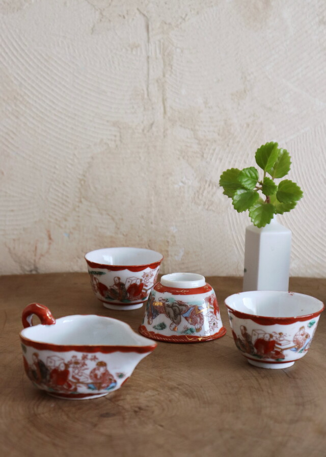 九谷湯冷まし煎茶茶碗3客セット 煎茶道具 小鉢 向付 色絵 和食器