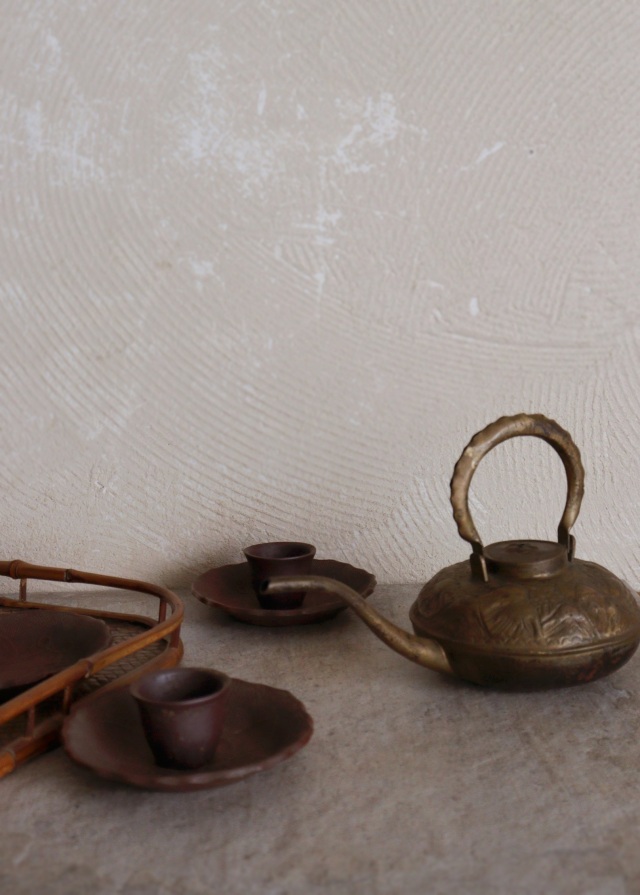 備前焼 煎餅皿 橘と丁子紋様 五枚組 豆皿 小皿Antique Sam's Collection