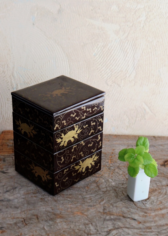 小さな蒔絵重 蒔絵道具 お重 重ね箱 雛人形道具 道具