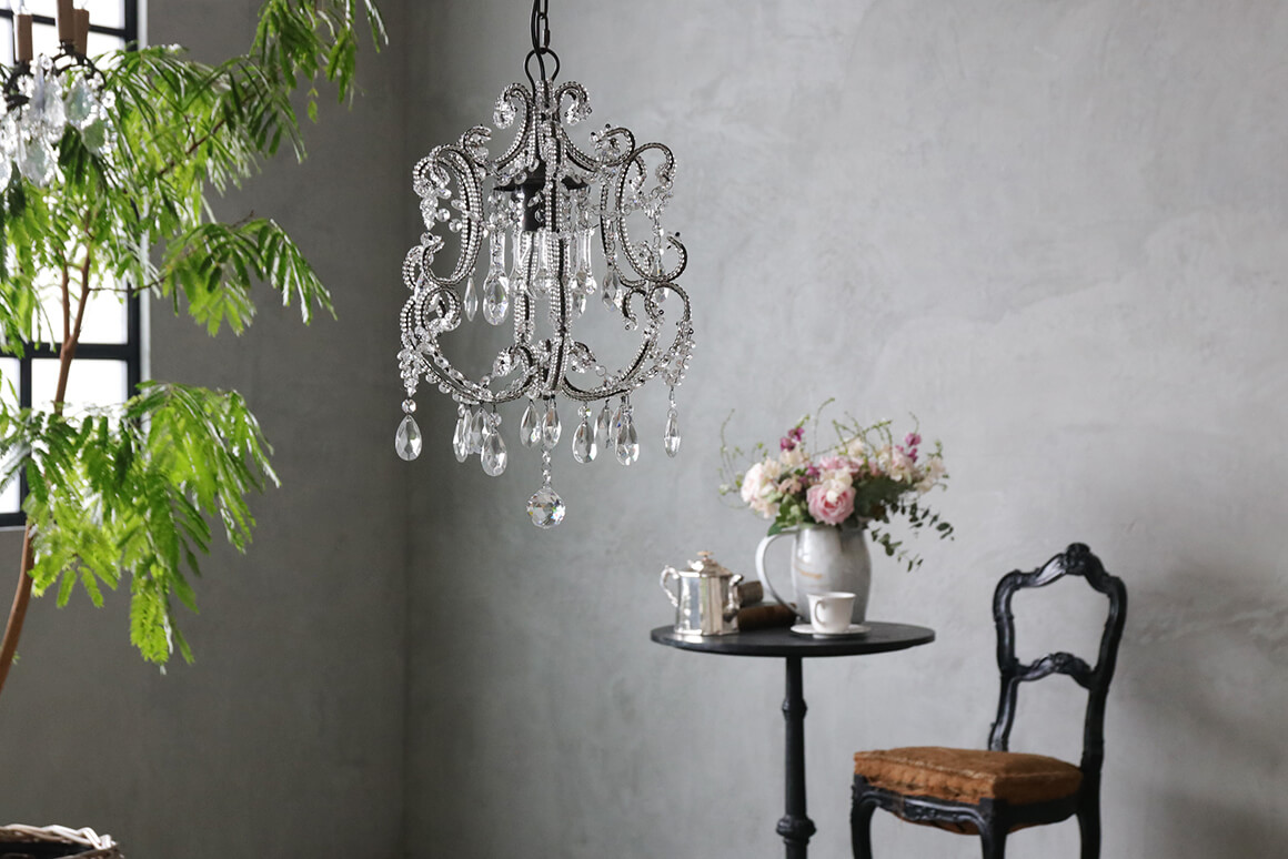 SGDシャンデリア1灯Juliaシャビーグレー - サラグレース