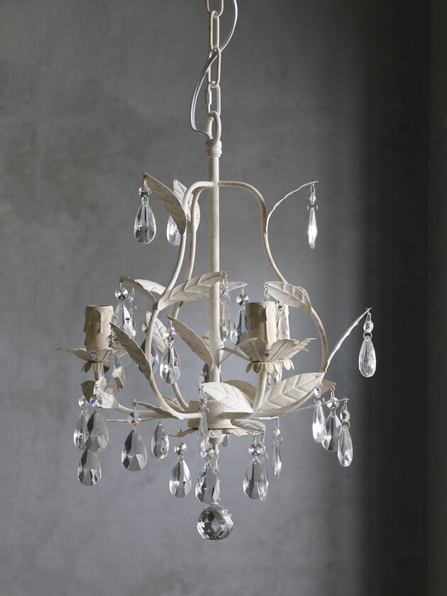 SGDシャンデリア3灯Stinaシャビーホワイト- サラグレース-