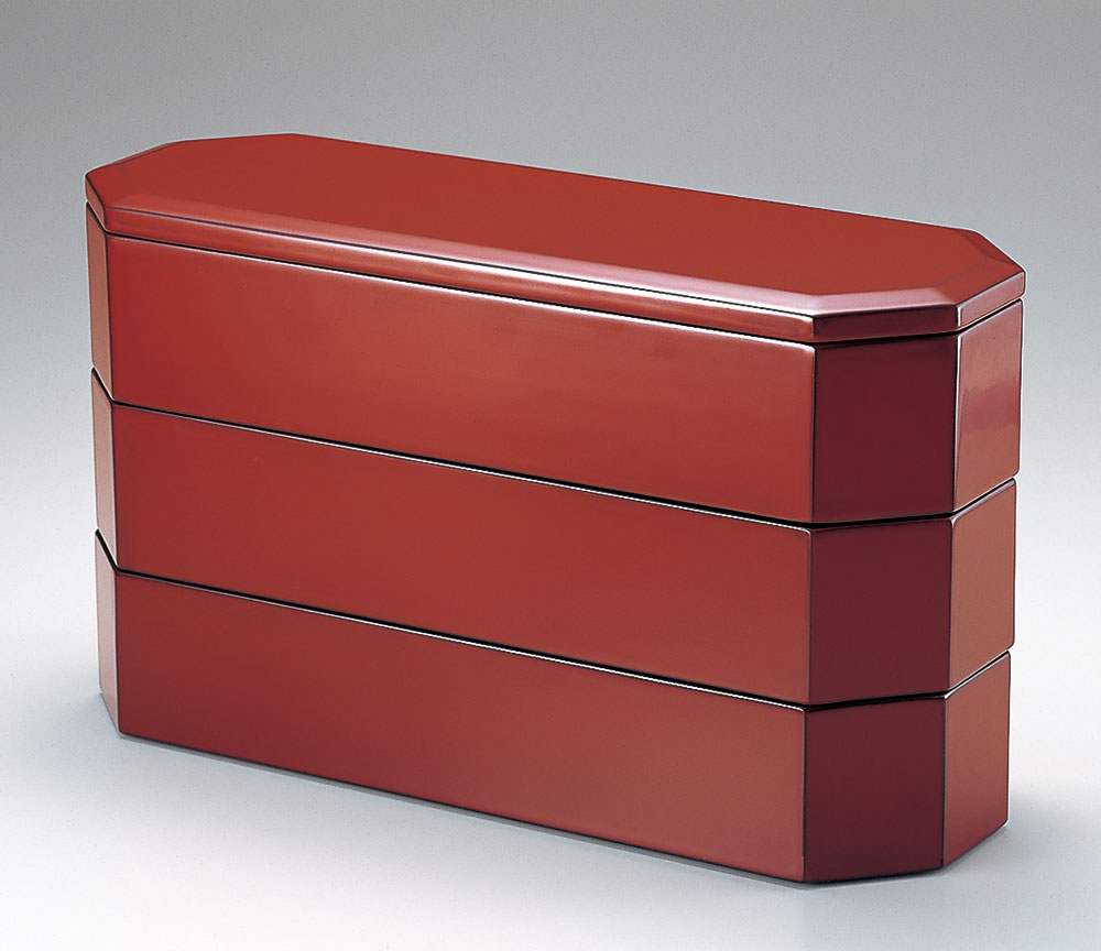 重箱弁当箱-越前塗 根来 亀甲三段重（30.0×10.0×高さ17.8cm） | 越前