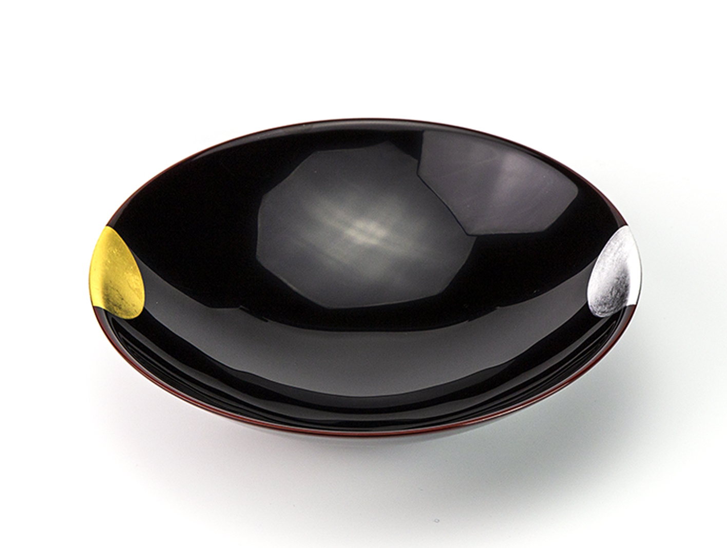 お鉢・盛器大鉢-日月 溜塗（ためぬり）浅鉢［1個］ | 越前漆器粂治郎