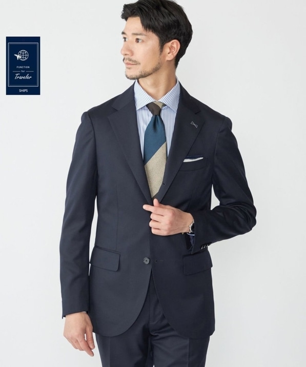 SHIPS:〈セットアップ対応/洗濯機可能〉ウール/ポリエステル ツイル