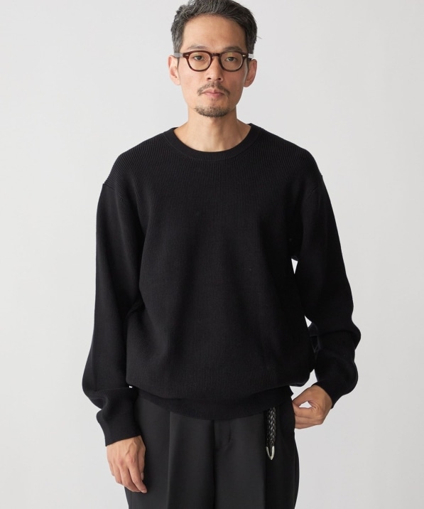 SHIPS:〈洗濯機可能〉SOLOTEX(R) 12ゲージ コットン 畦編み クルー