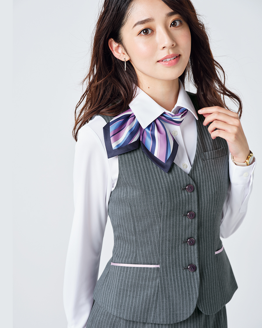 ツイン・カラードストライプ】レディスベスト | ユニフォーム総合