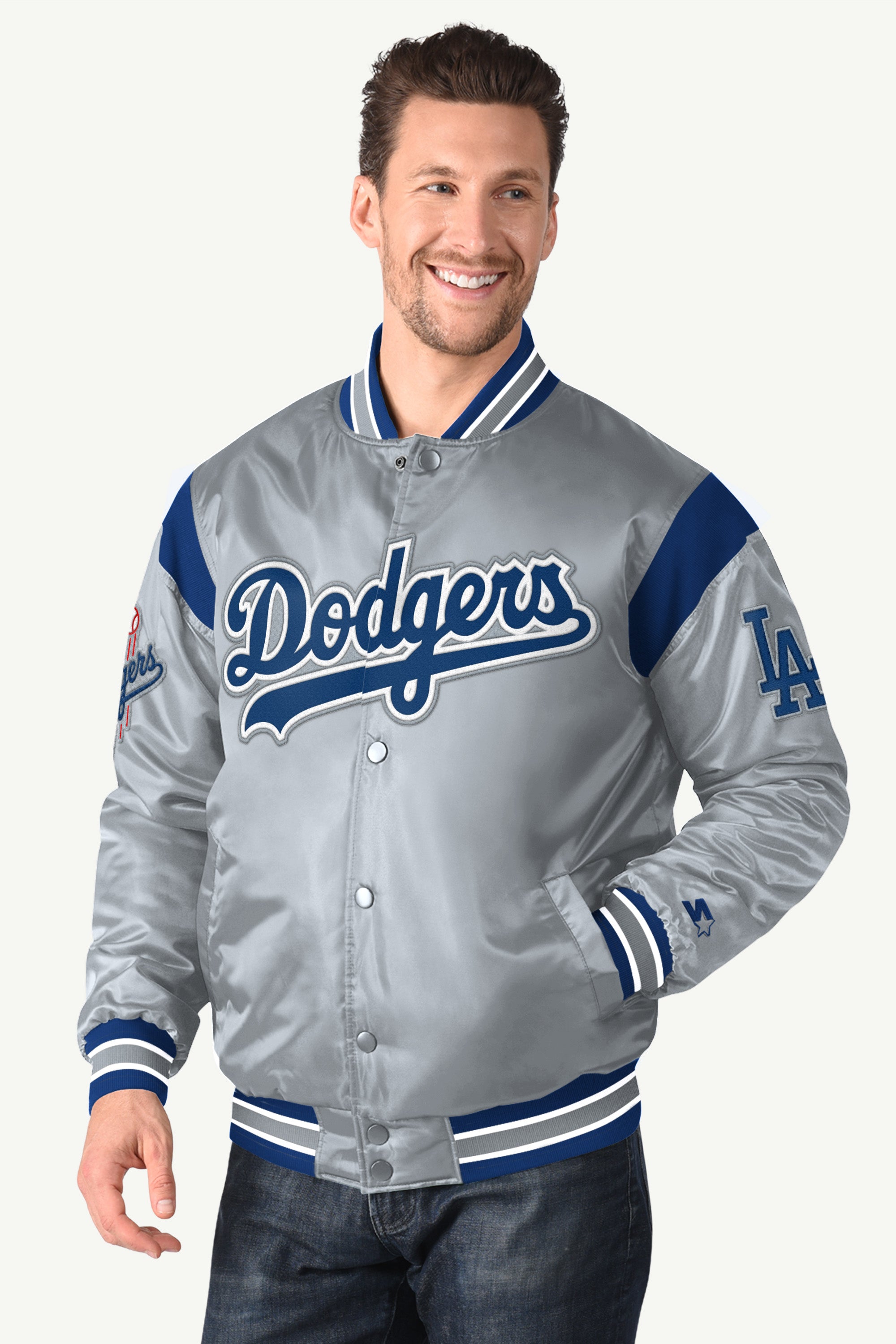 Mens Los Angeles Dodgers Satin Varsity Jacket | MLB | Starter
