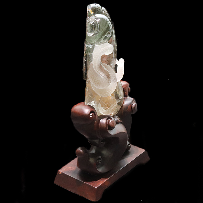 一点物】置物 ガーデンクォーツ 蛇 ブラジル産 干支 弁財天の眷属 台