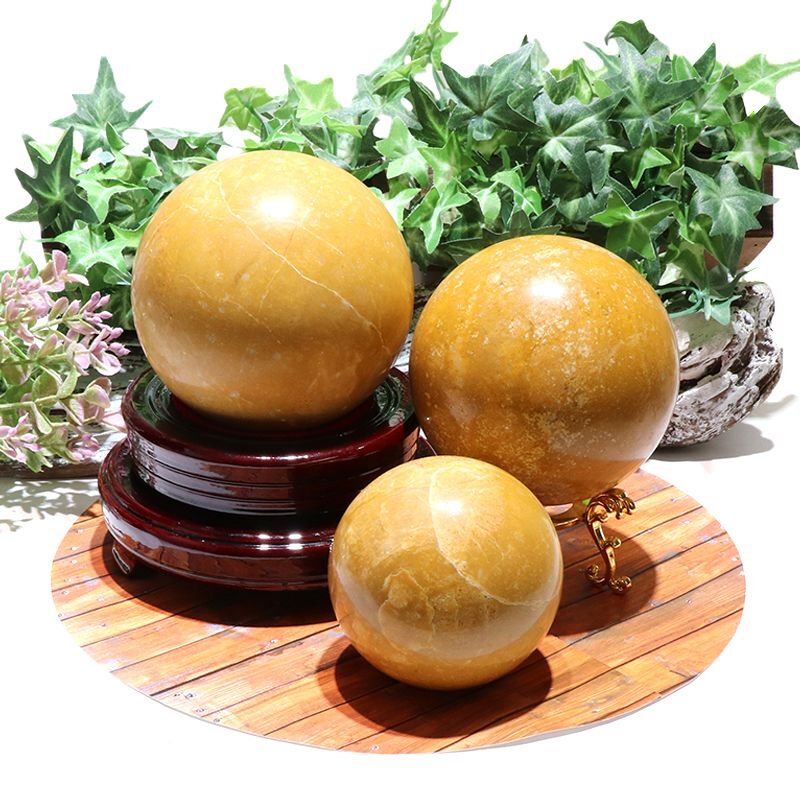 置物 丸玉 イエロームーカイト 約13cm オーストラリア産 決断力 判断力