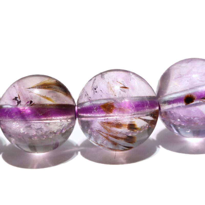 ブレス カコクセナイトインアメジスト＜ブラジル産＞ 丸 約7.5mm 品番
