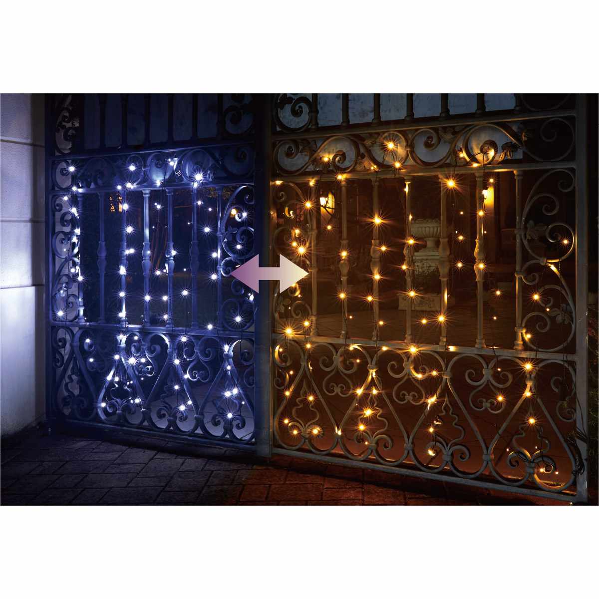 LED 100球 カラーチェンジストレートライト ゴールド＆ホワイト