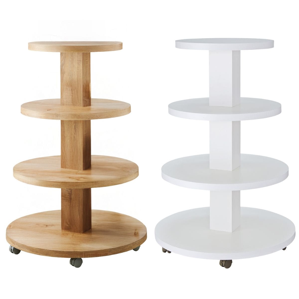 多段式ラウンドディスプレイテーブル 4段〔ストエキオリジナル〕 ホワイト