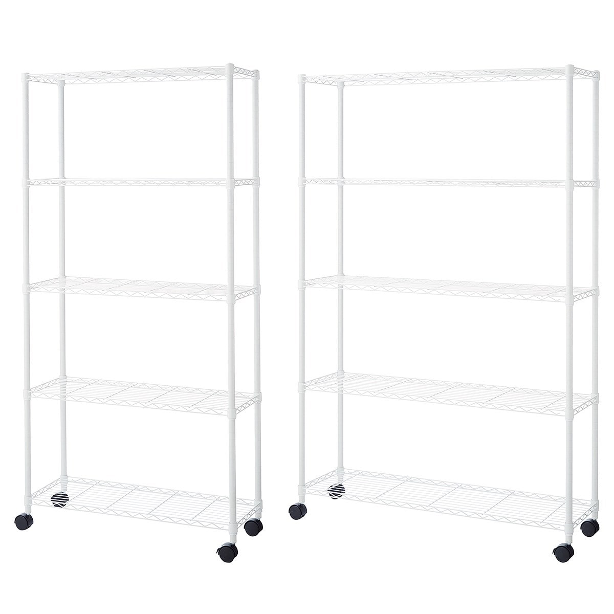 軽量用ワイヤーラック 奥行35cm キャスター付き ホワイト 高さ187cm 5