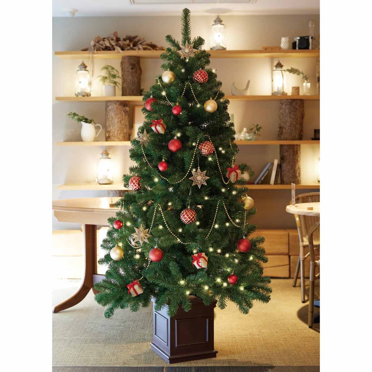 ウッドポットクリスマスツリーセット レッド［ストエキオリジナル］ 高