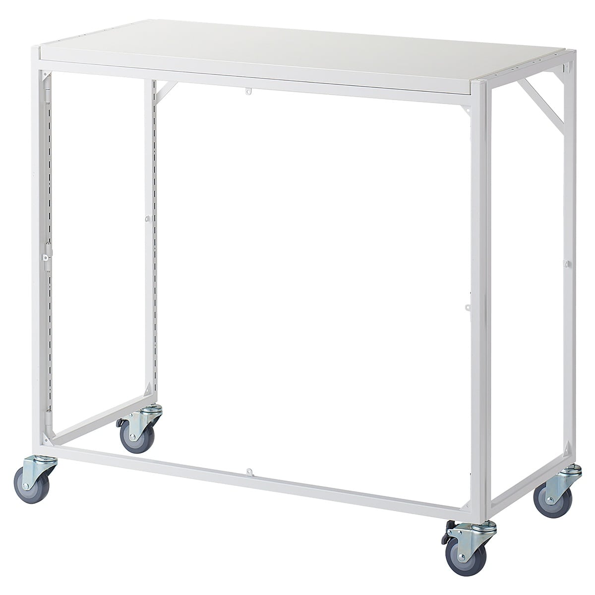 幅90×奥行45cm ホワイト 通常キャスター 新型ハコマルシェワゴン 本体