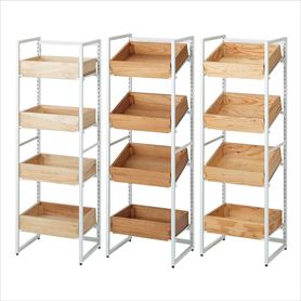 ボックスフレーム 陳列什器 高さ10cm ボックス展開 4段 ホワイト〔スト