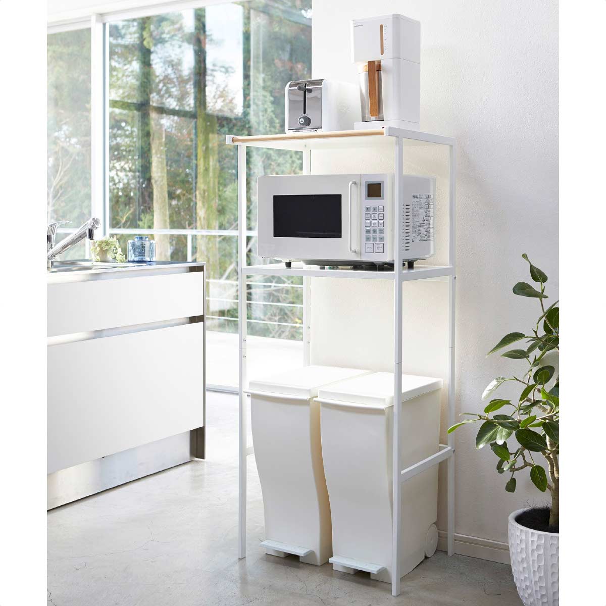 山崎実業 tower ゴミ箱上ラック ホワイト