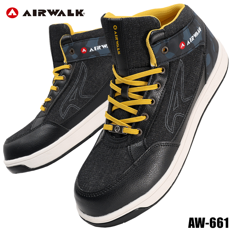 安全靴 （先芯あり） 紐 ハイカット ユニワールドエアウォーク aw-661