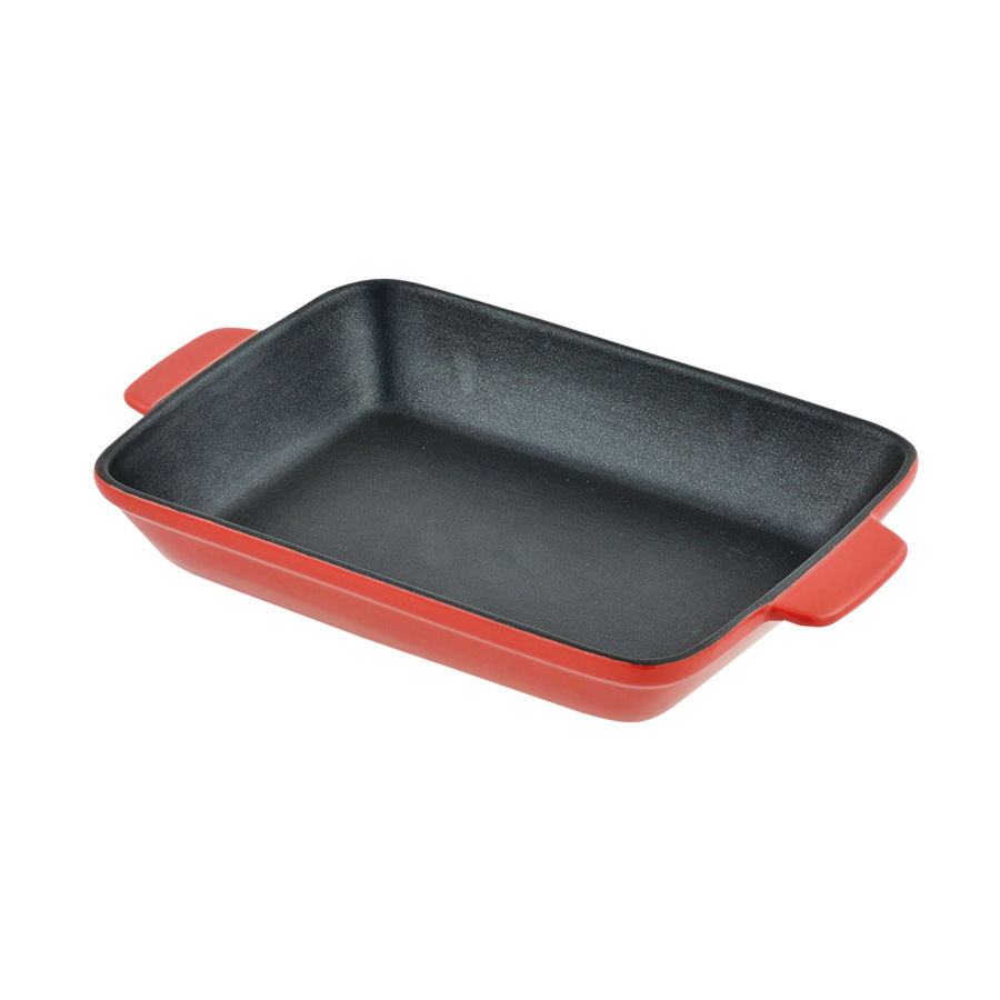 オーブンシェフ ふっ素加工耐熱角皿26×20cm(レッド) L-1827