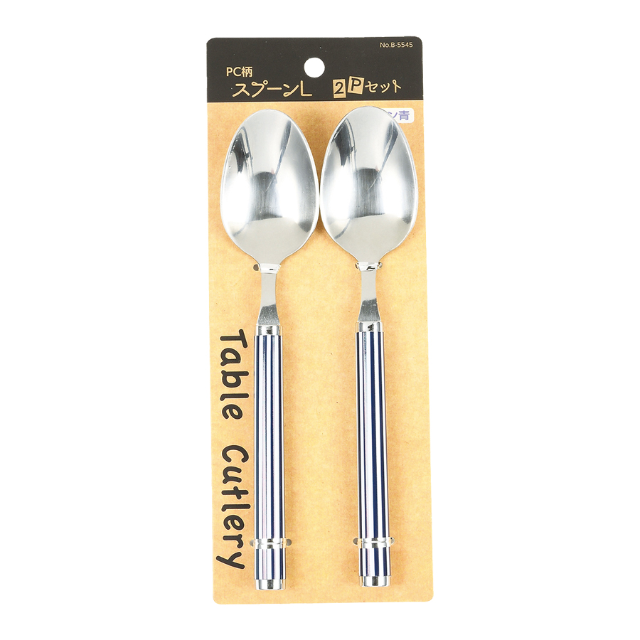 PC柄スプーンL2Pセット(ライン青) B-5545