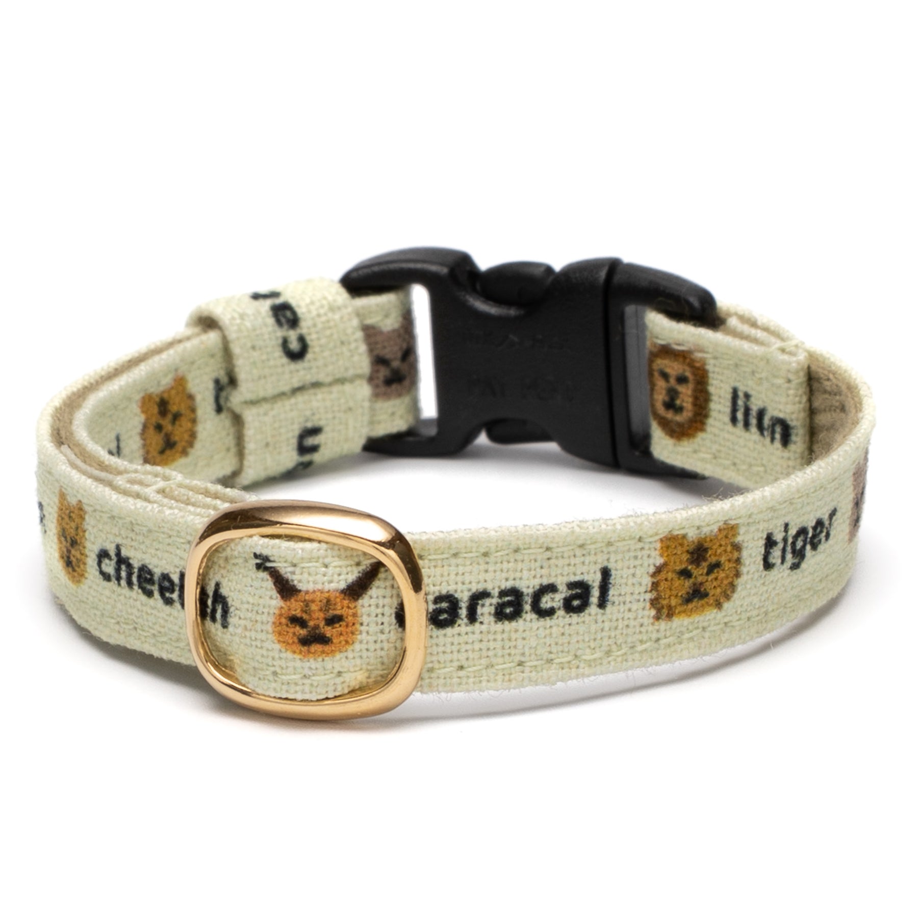 グラフィック猫首輪 ねこ科 くすみグリーン｜ぽぽねこ公式オンライン