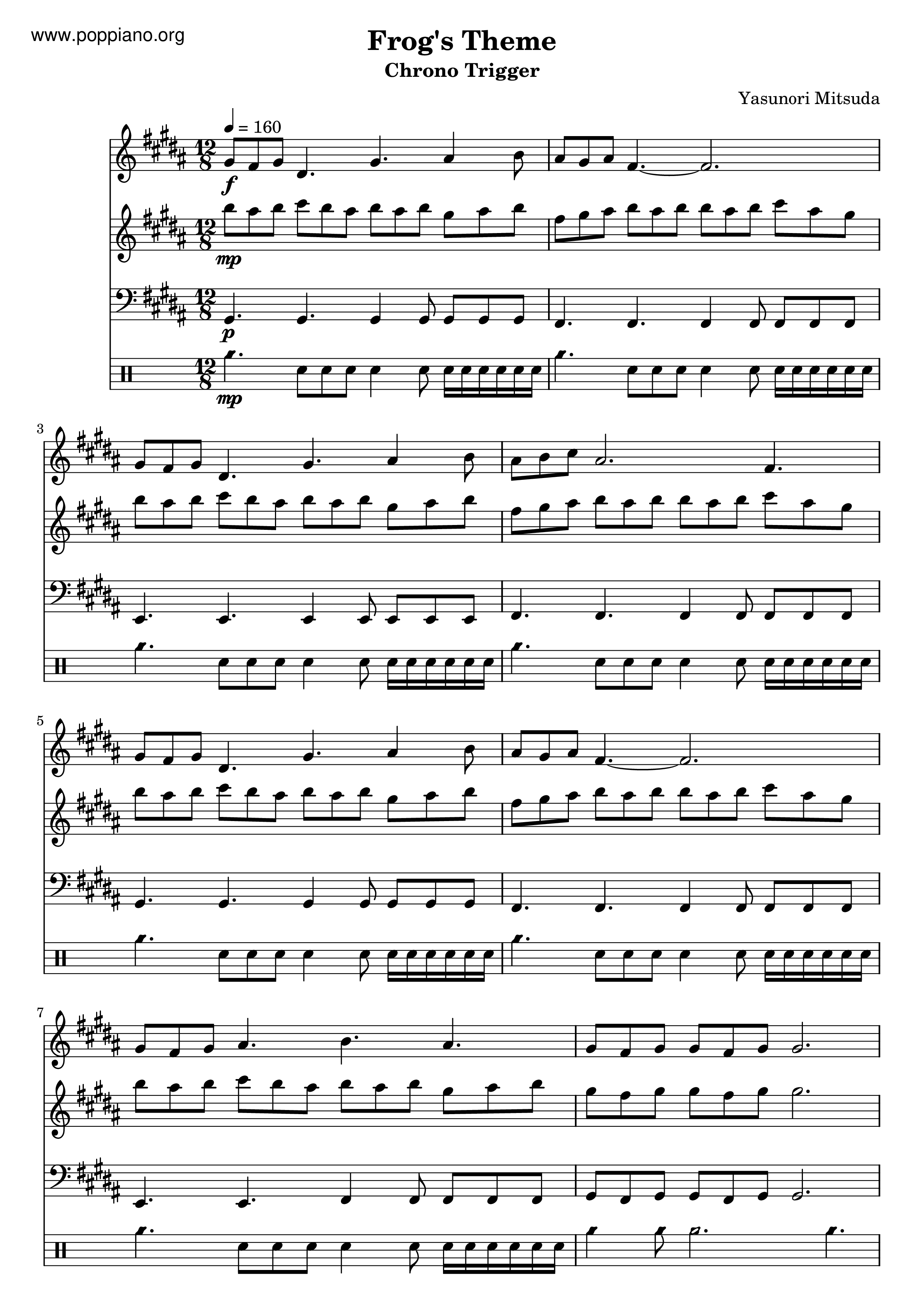 ☆超時空の鍵 - クロノ・トリガー - カエルのテーマ 악보 ピアノ譜pdf