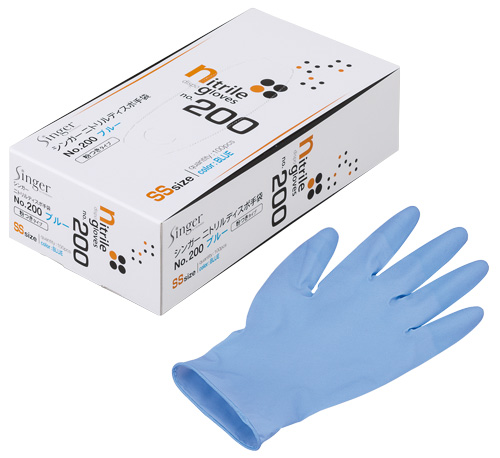 シンガーニトリルディスポ№200ブルー粉付S 1箱100枚入