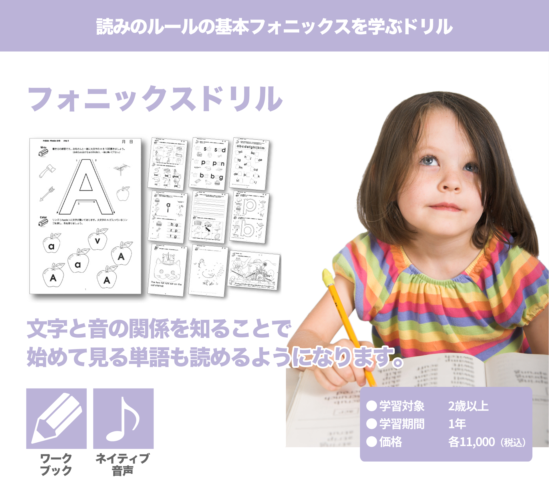 幼児向けフォニックス学習ドリル決定版【フォニックスドリル】