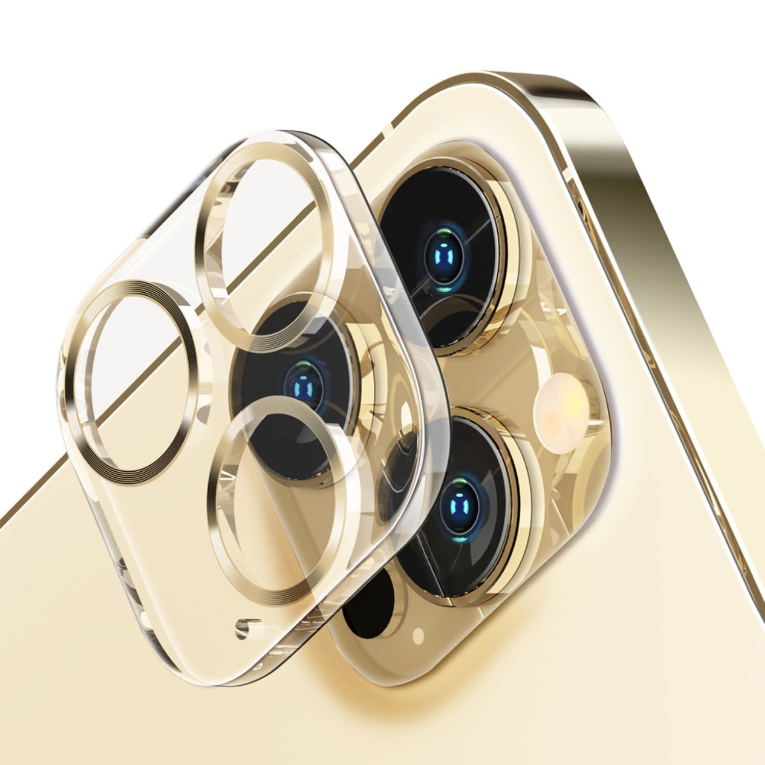 iPhone 14 Pro/14 Pro Max用 カメラフルプロテクター [クリア/ゴールド