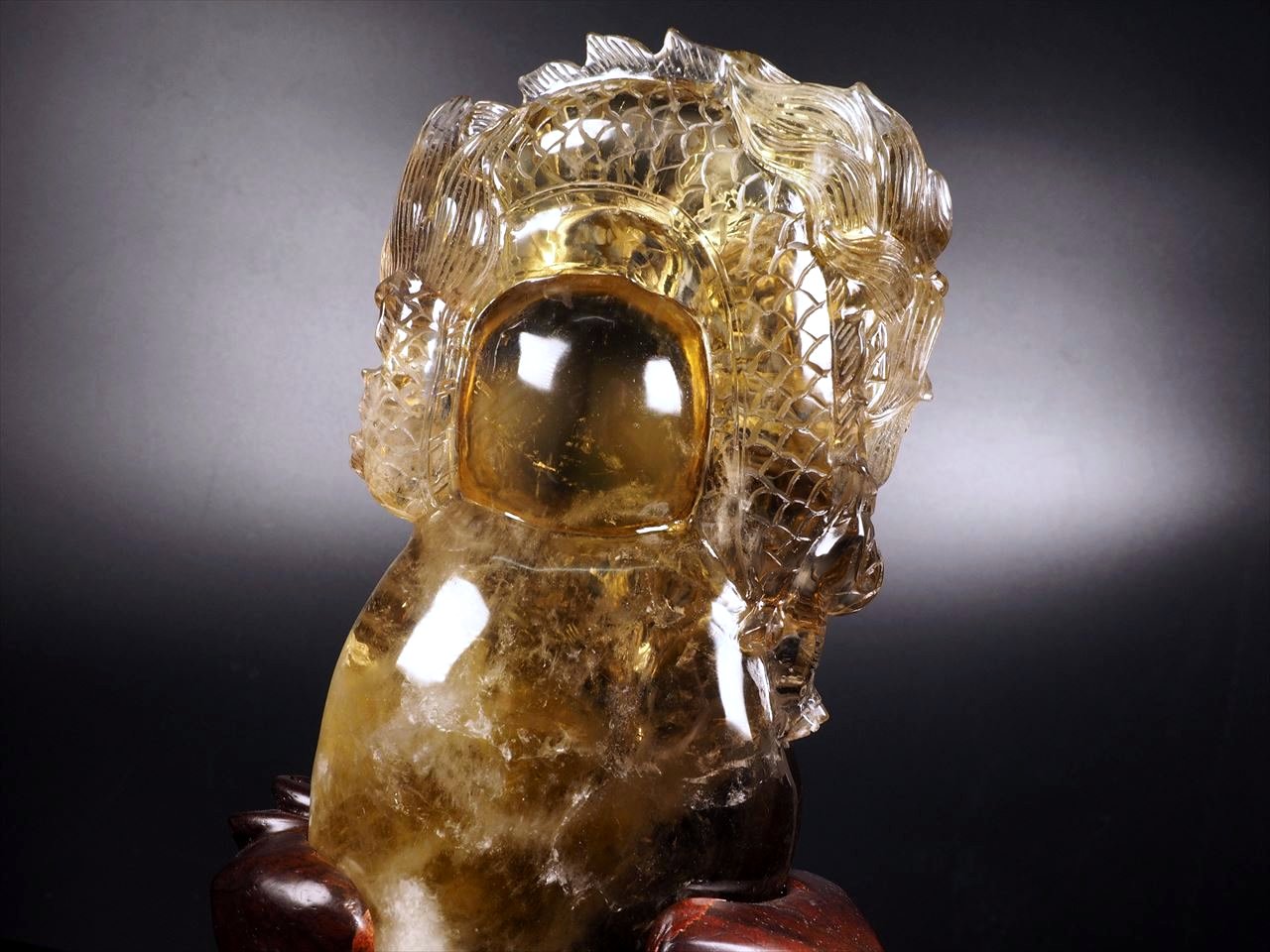 ◇至高の逸品!!◇極上超透明シトリン【黄水晶】◇大吉開運！玉持ち龍神