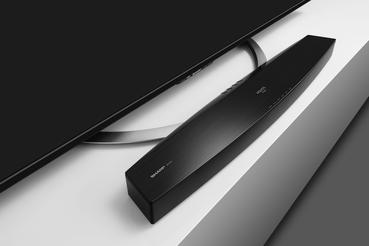 シャープ、アクオスのスタンドに重ねられるフルデジタルサウンドバー