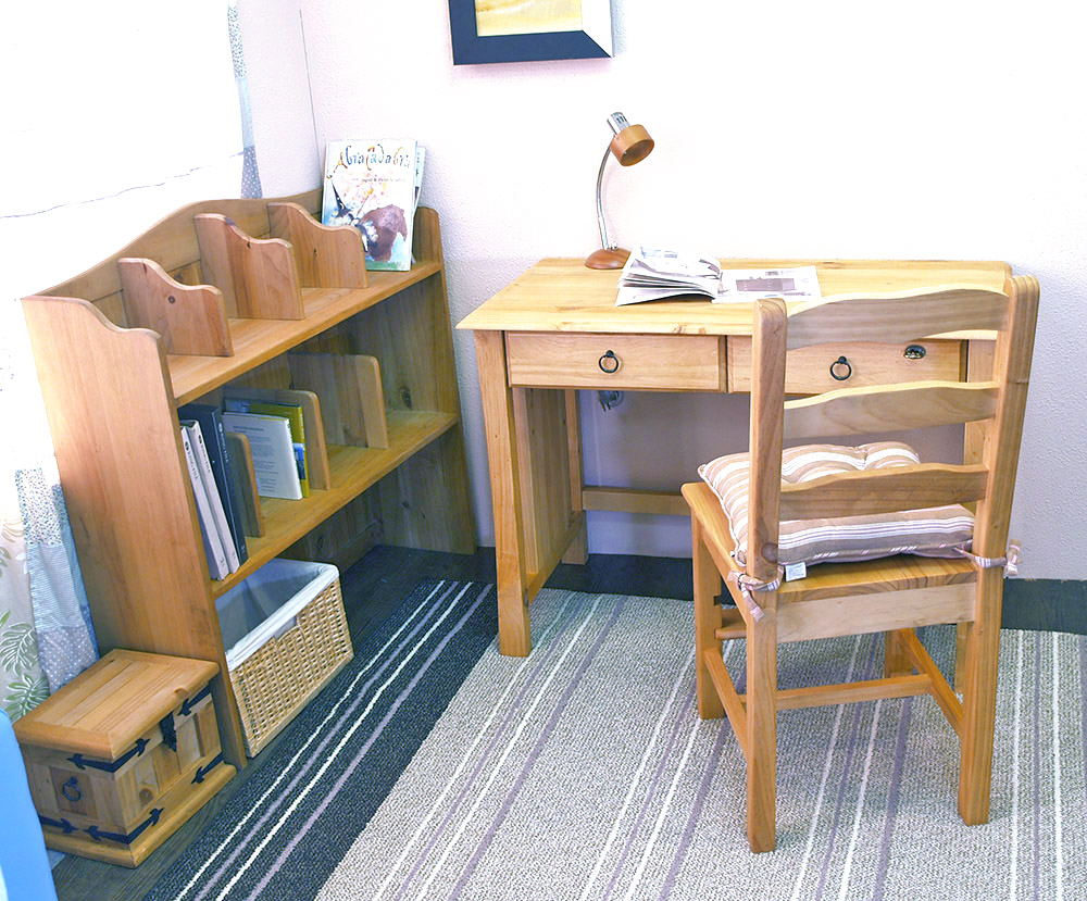 フレンチカントリーデスク｜上置き本棚付カントリー学習机 白｜リング取手