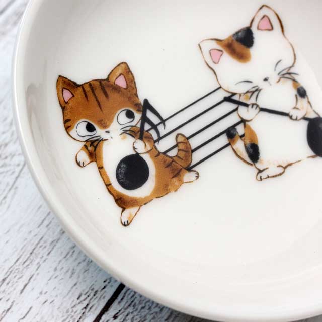 豆絵皿 《Yamanekoと音符 ミケ＆チャシロ》 音楽雑貨・アクセサリー