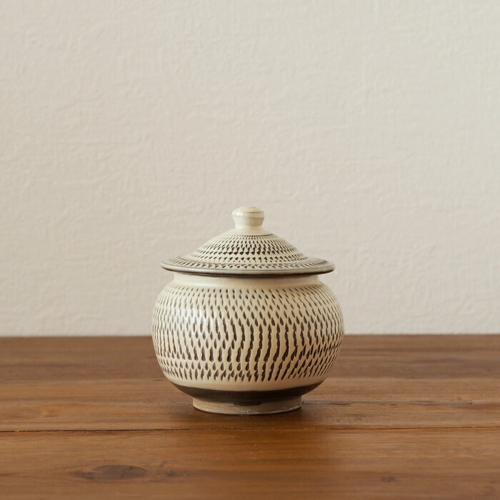 小鹿田焼 小袋窯 2合壺 飛びかんな | 食器と料理道具の専門店「プロ