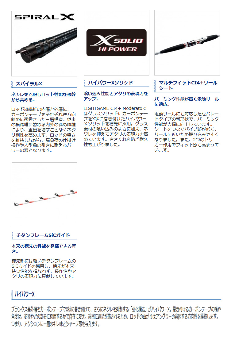 船/船釣り/船ロッド（シマノ）/○船竿 ライトゲーム CI4+ モデラート