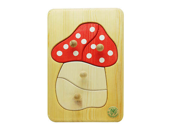 木のおもちゃ カルテット / つまみつきパズル きのこ|ドライブラッター