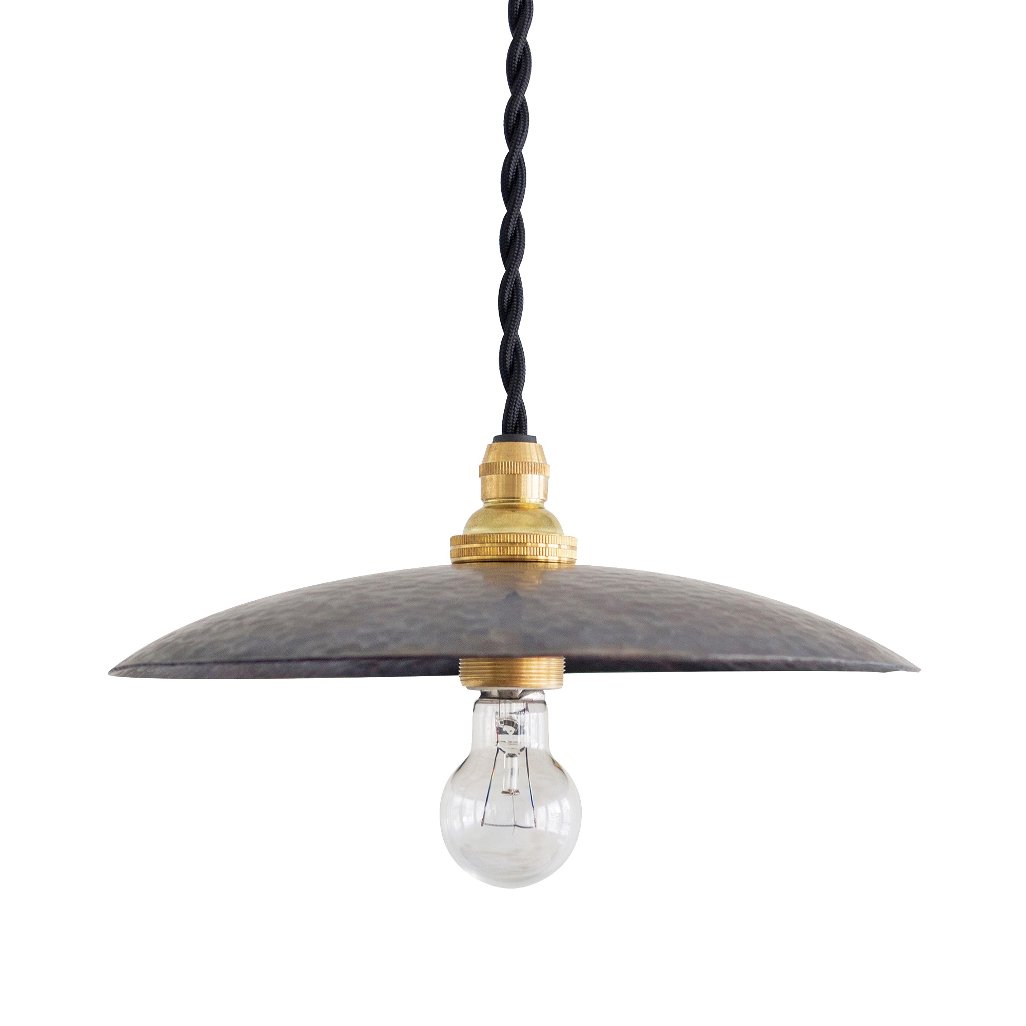 鎚目模様のシェードランプ E17 お皿型 黒染め | LT-PD010-02-G148