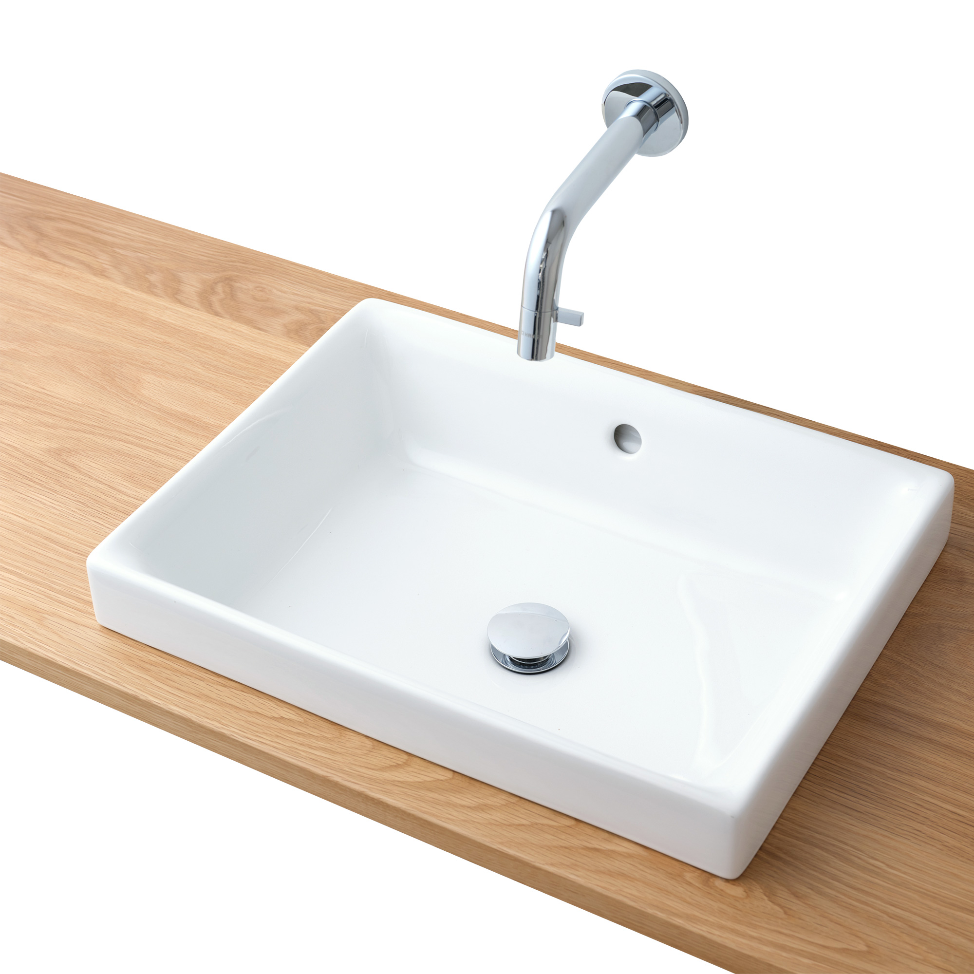 木の洗面カウンター スクエア洗面器 ローライズ 壁水栓用 | KB-PR013